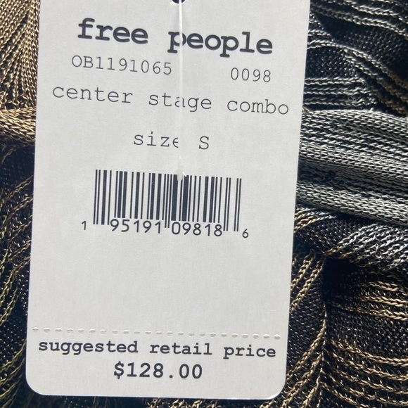 Free People Pluto Faux Wrap Multicolor Long Sleeve Ribbed Top Size Small NWT - Picture 7 of 13